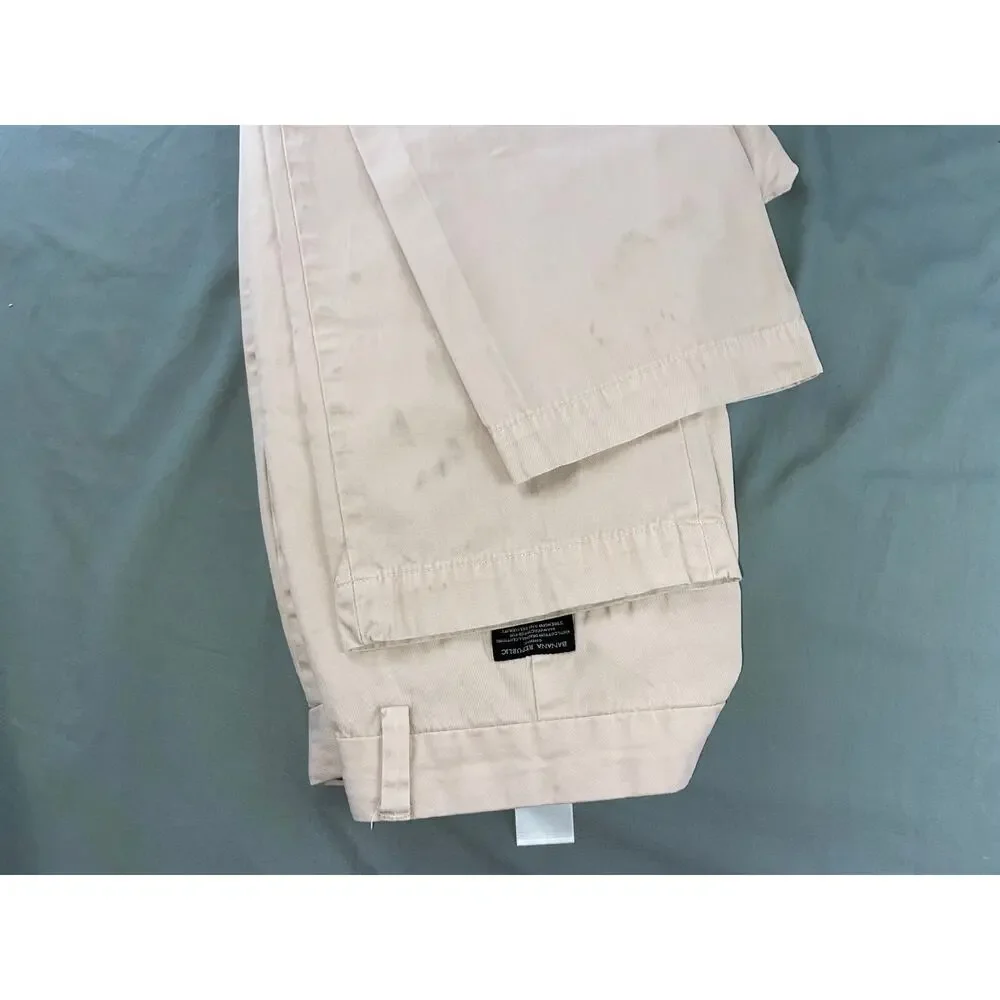 Banana Republic Aiden Fit Flat Front 100% Cotton Chino Pants. Washed Beige 35X29